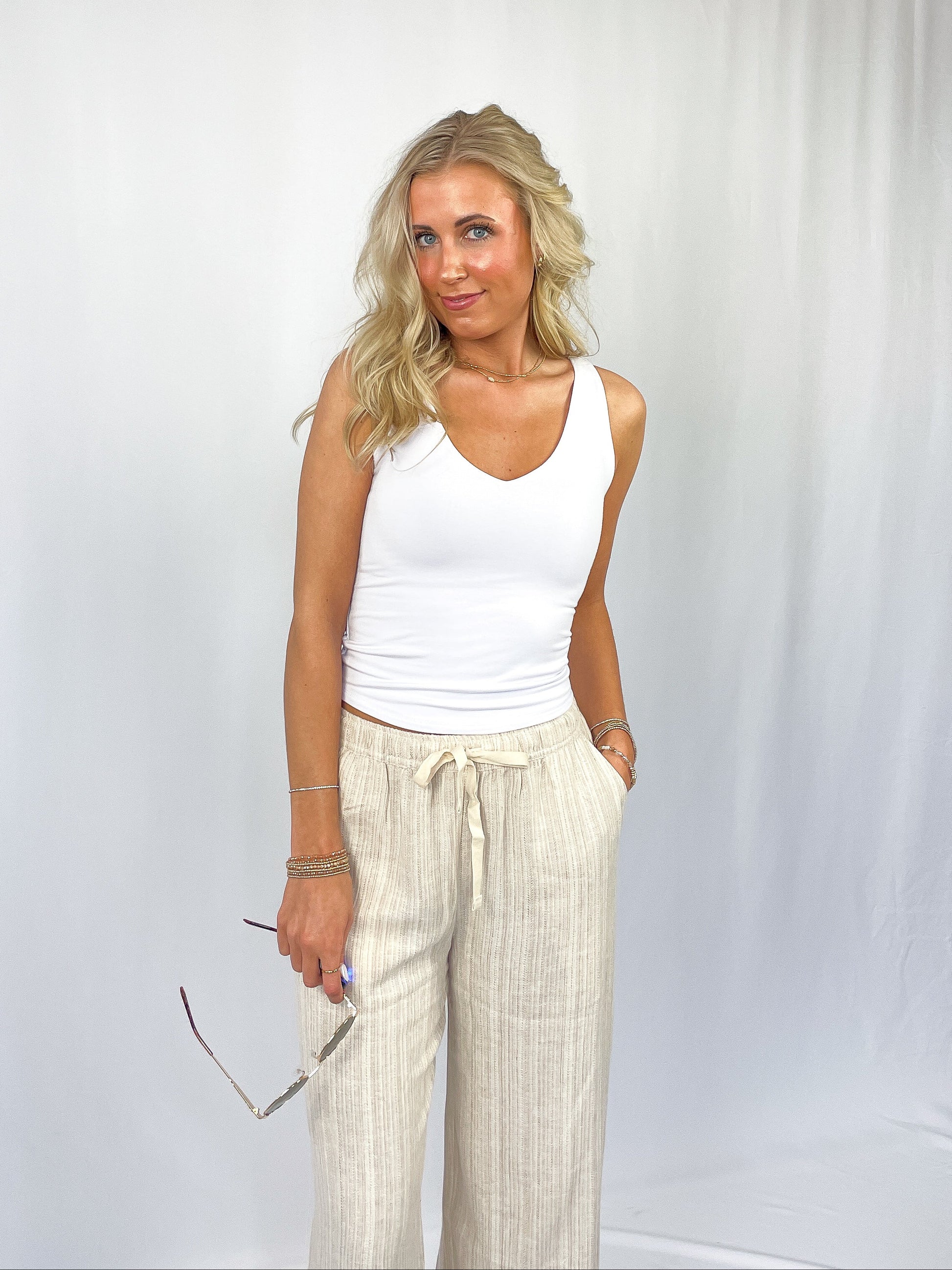 Double lined v-neck soft tank top