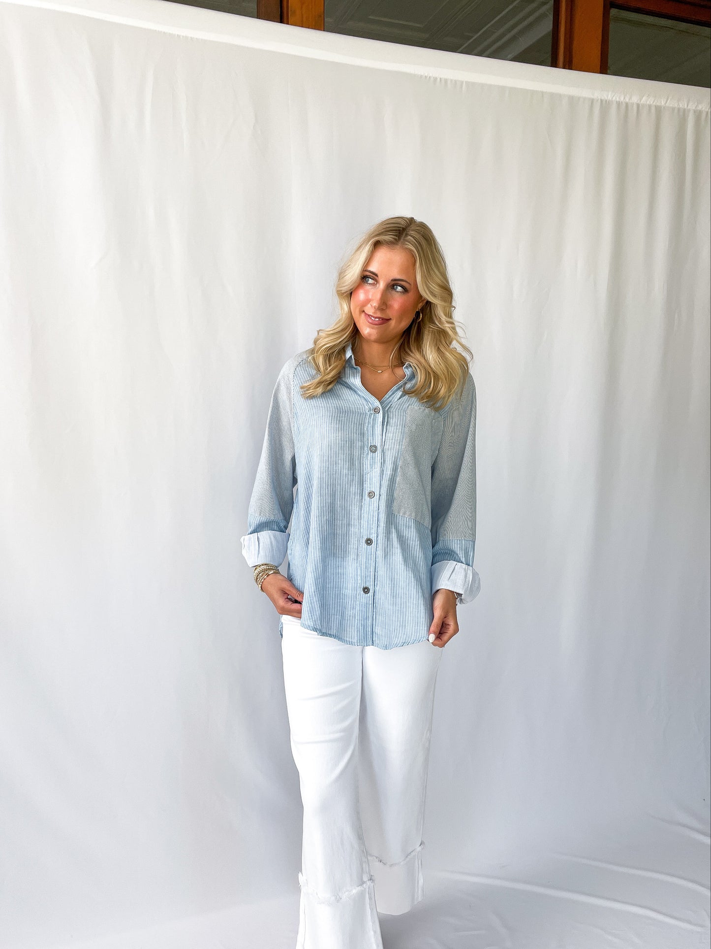 Sky Button Down