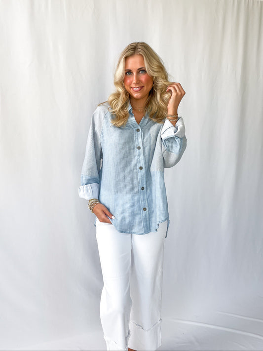 Sky Button Down