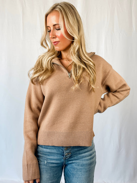 Dark Taupe Half Zip Pullover