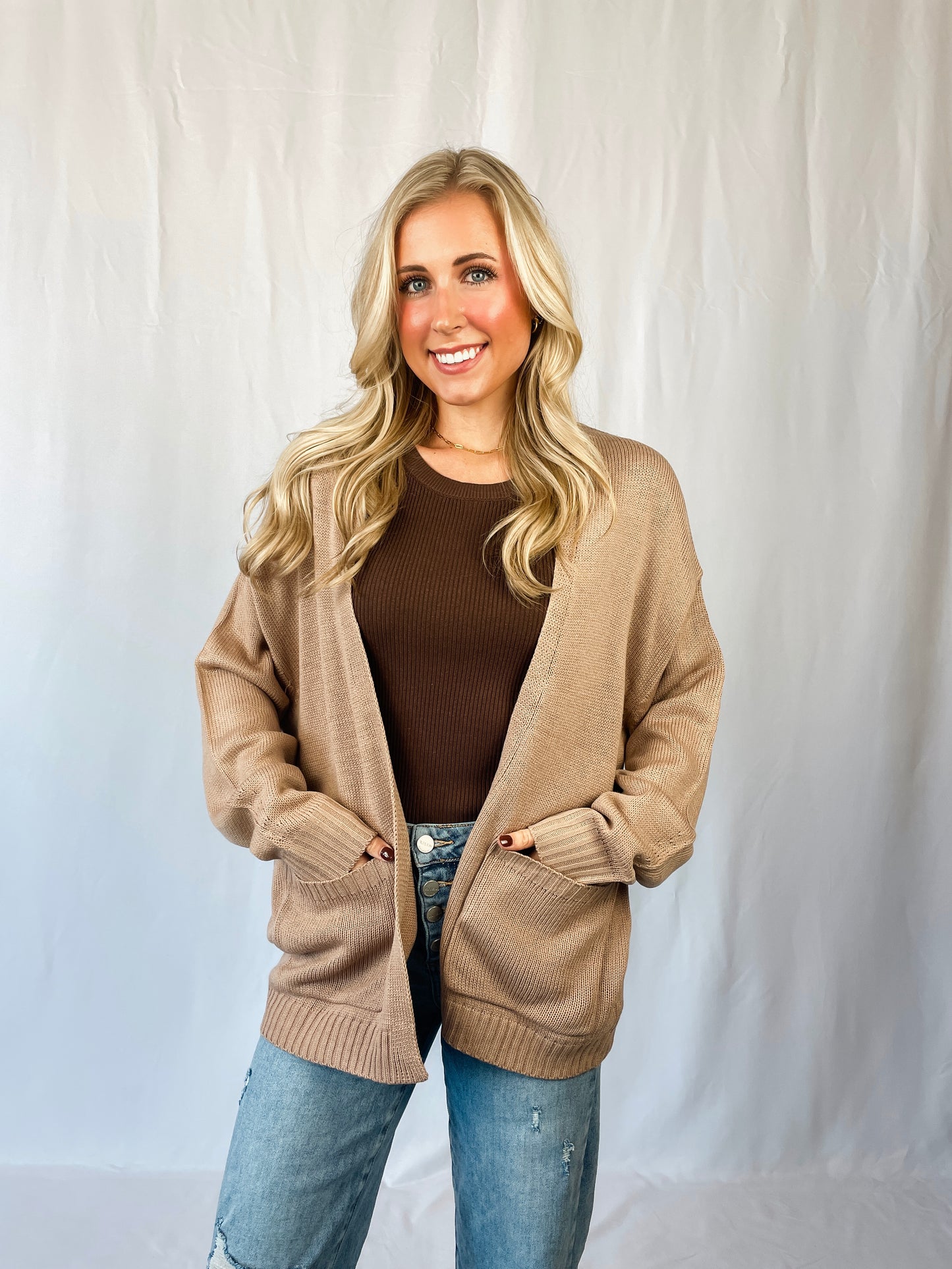 Taupe Oversized Cardigan