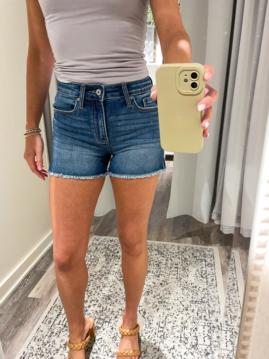 High Rise Medium Wash Jean Shorts