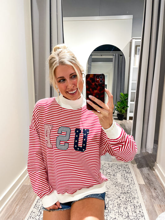 USA Embroidered Mock Neck