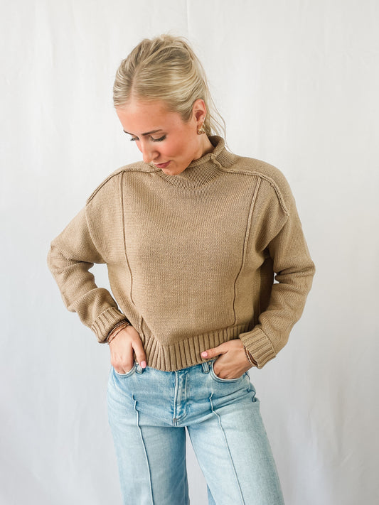 Mock Neck Ribbed Sweater