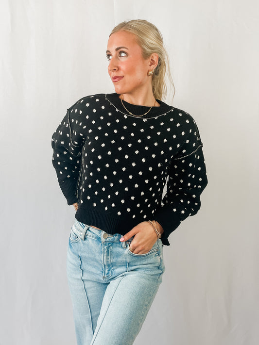 Black & White Polka Dot Sweater