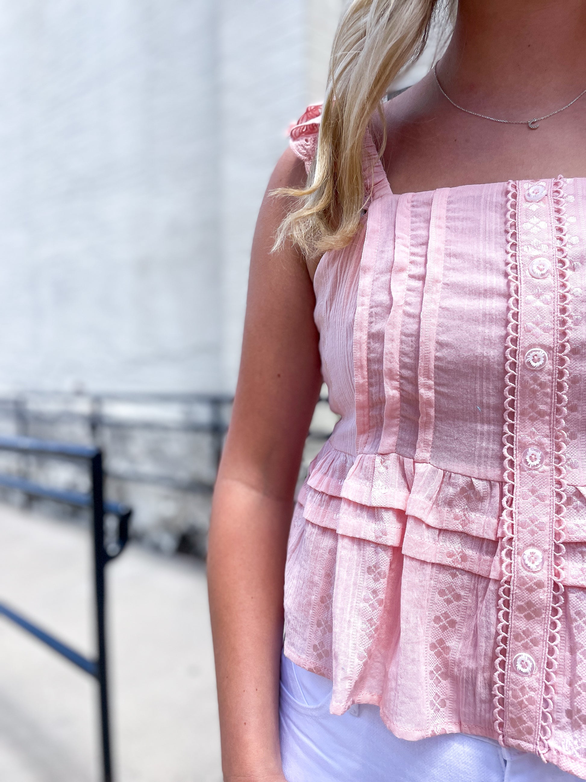 Pink Blush Eyelet Top