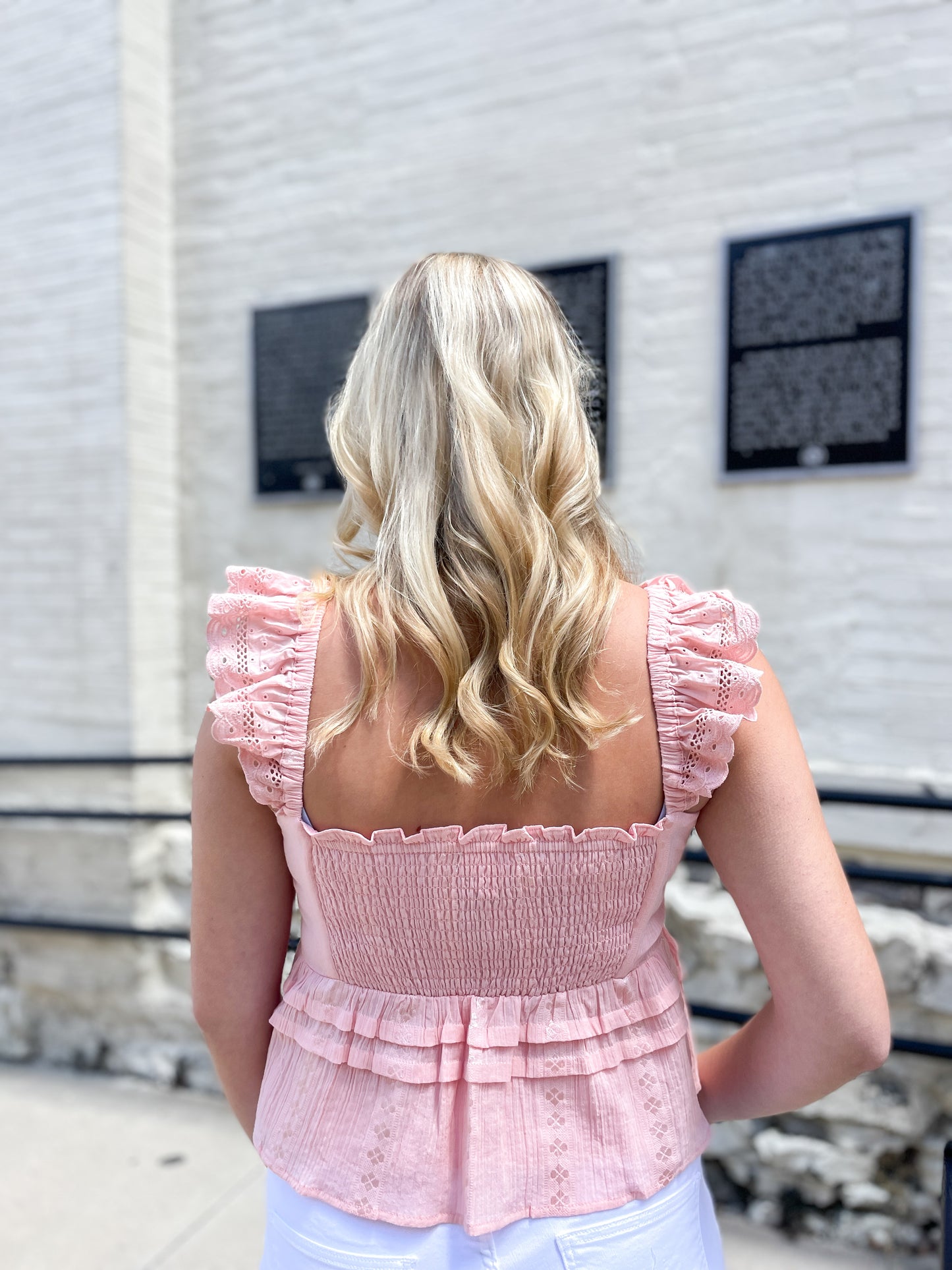 Pink Blush Eyelet Top
