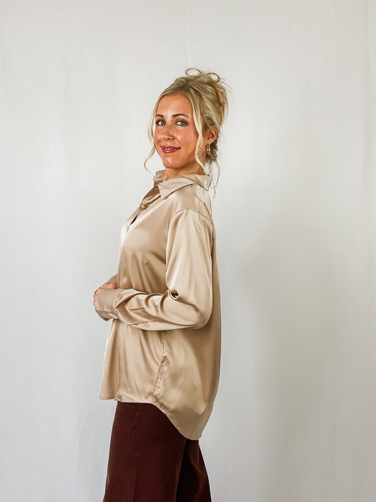 Champagne Silky Button Down