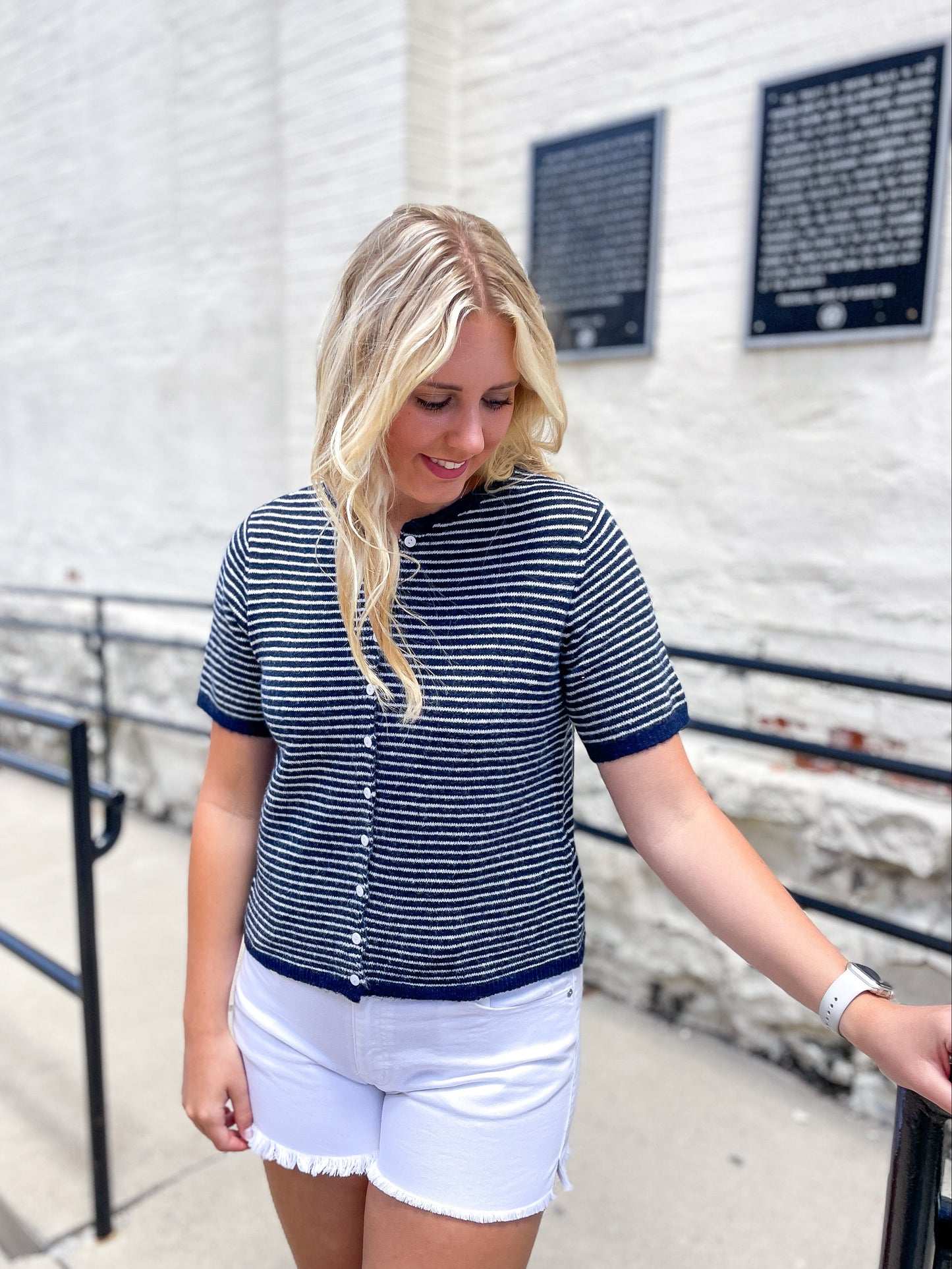 Navy Short Sleeve Essential Button Down