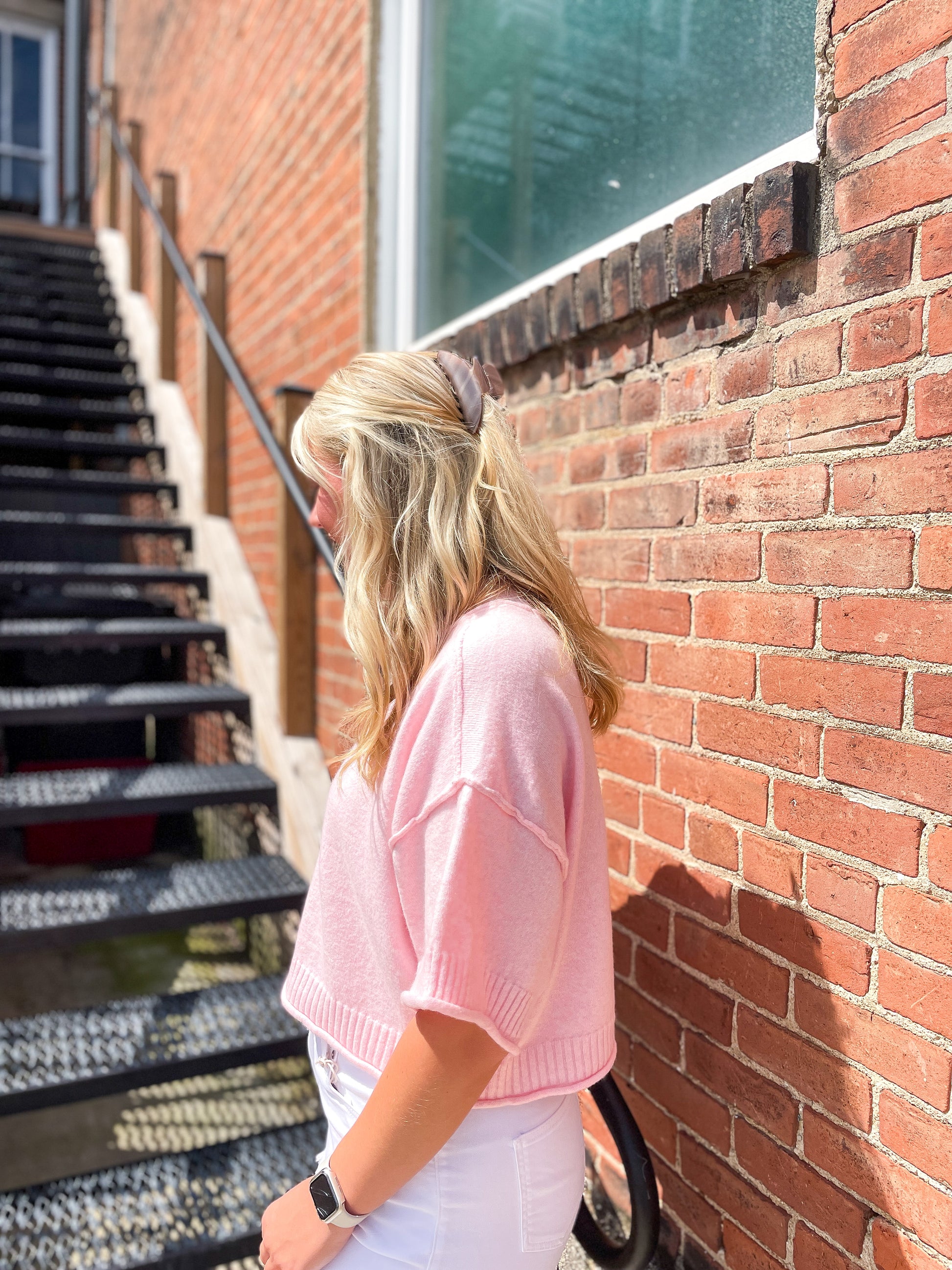 Pink Blossom Short Sleeve Knit
