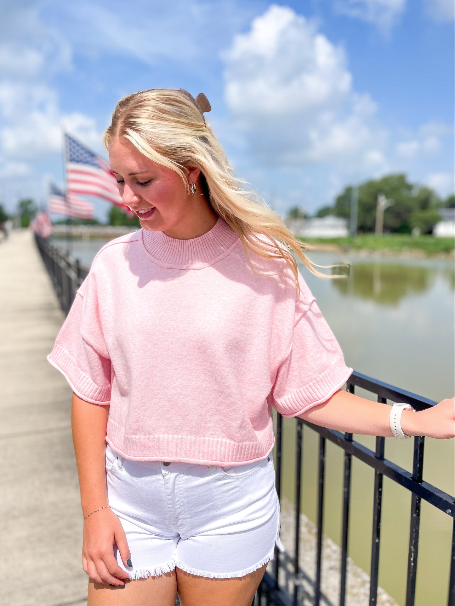 Pink Blossom Short Sleeve Knit