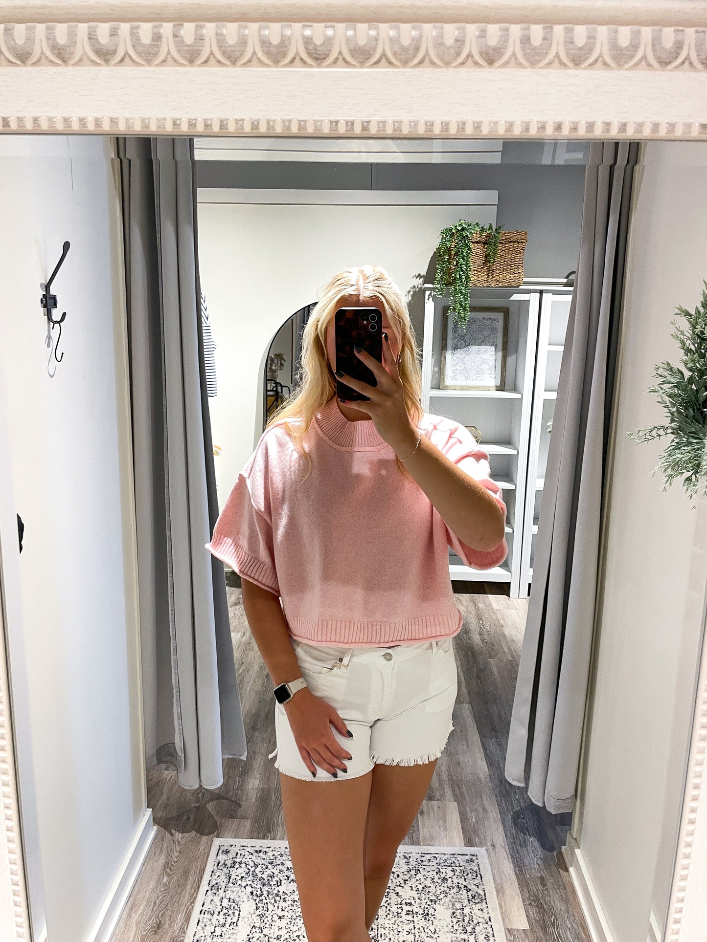 Pink Blossom Short Sleeve Knit