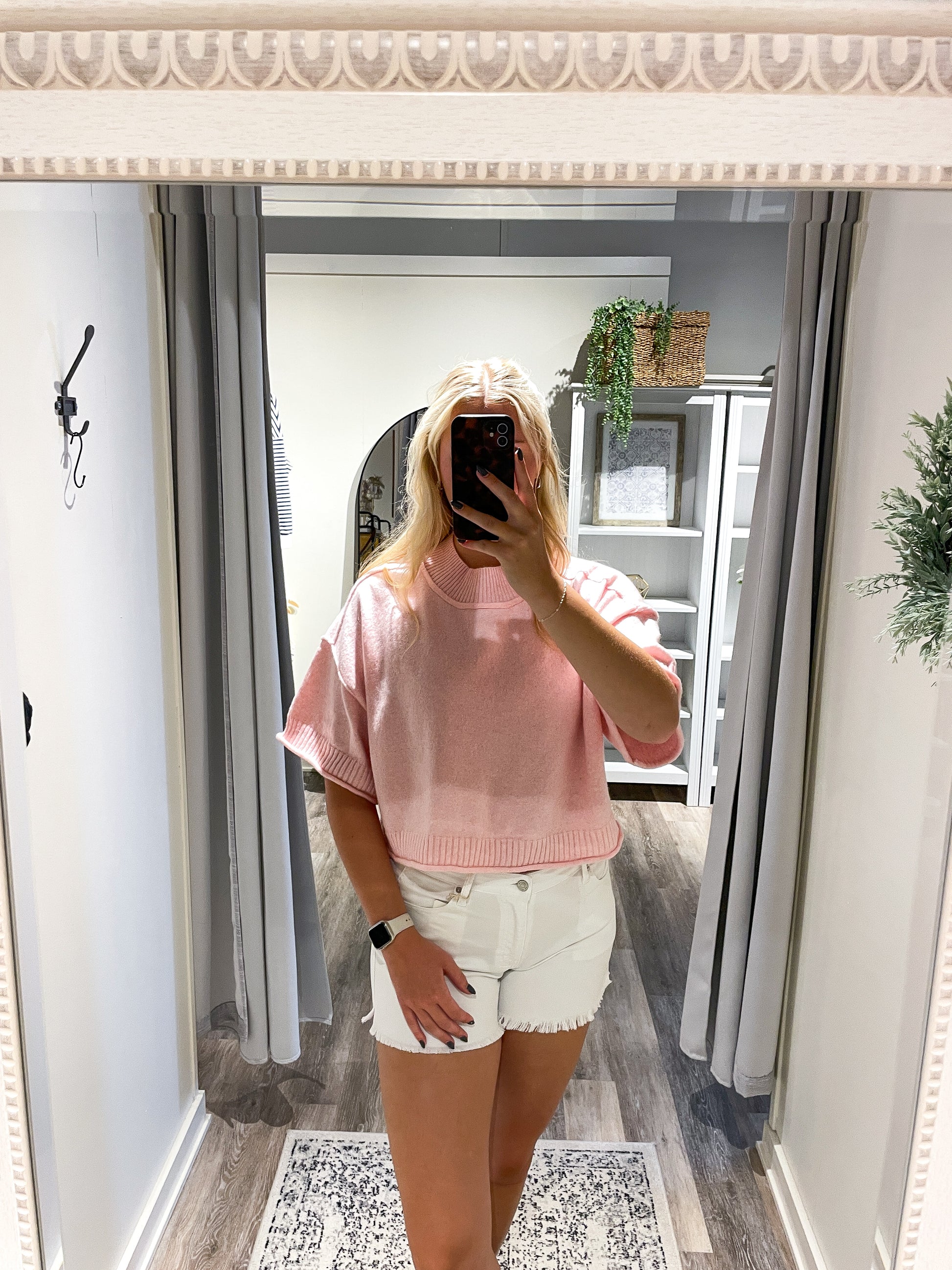 Pink Blossom Short Sleeve Knit