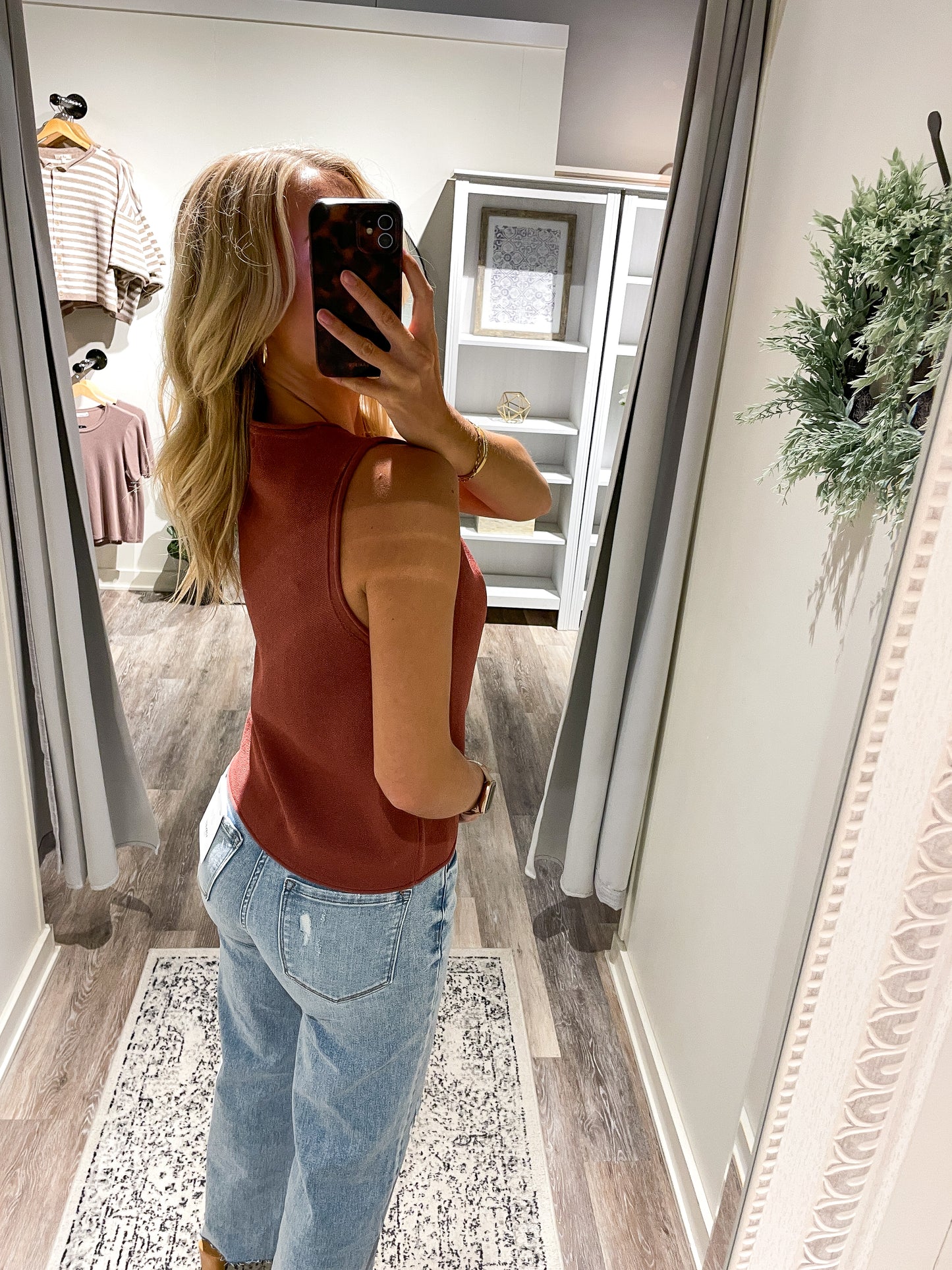 Terracotta Button Up Tank