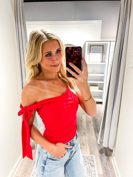 Cherry Off-The-Shoulder Top