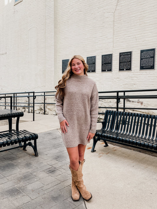 Mock Neck Sweater Dress