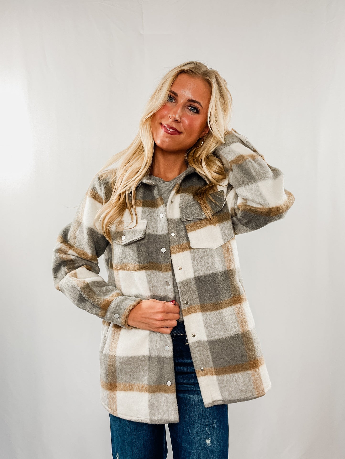 Grey Brushed Shacket