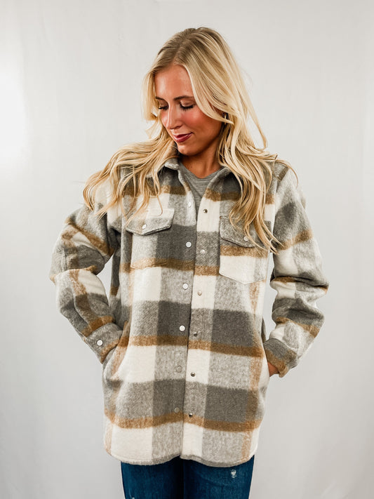 Grey Brushed Shacket