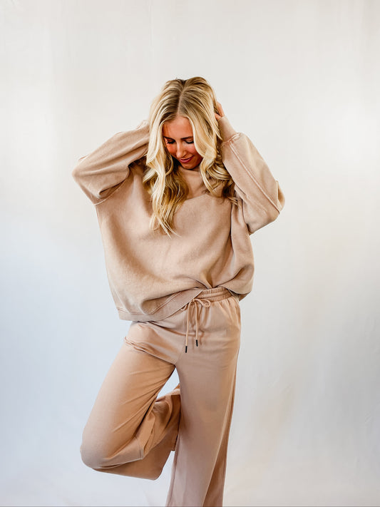 Trendy Wide Leg Pants (Taupe)