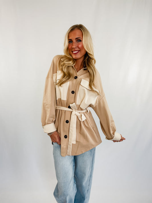 Toasted Almond Belted Jacket