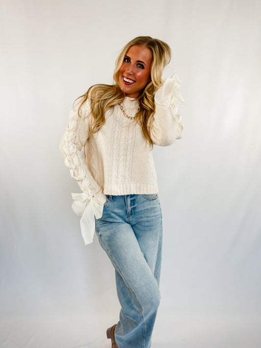 Crystal Sweater With Bow Detail