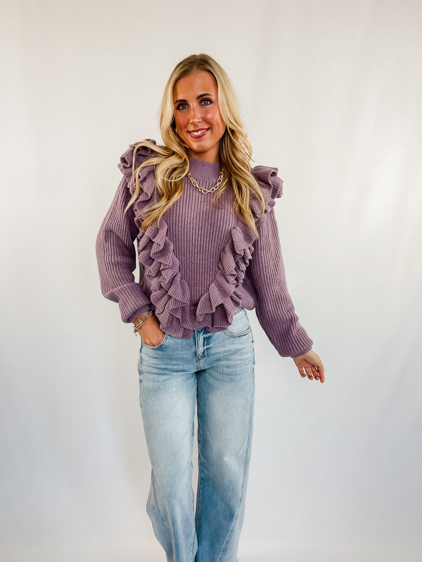 Lilac Ruffle Sweater