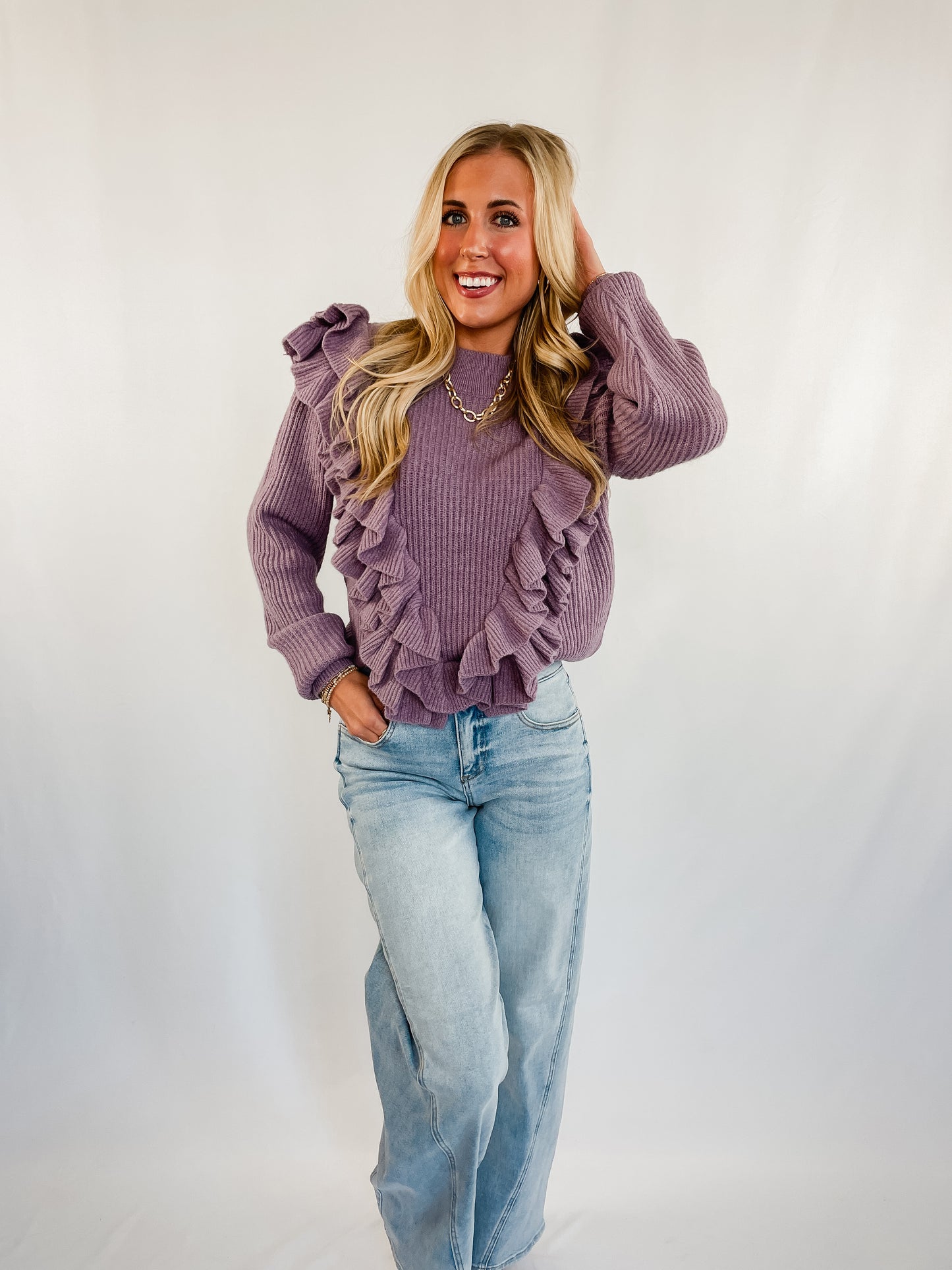 Lilac Ruffle Sweater
