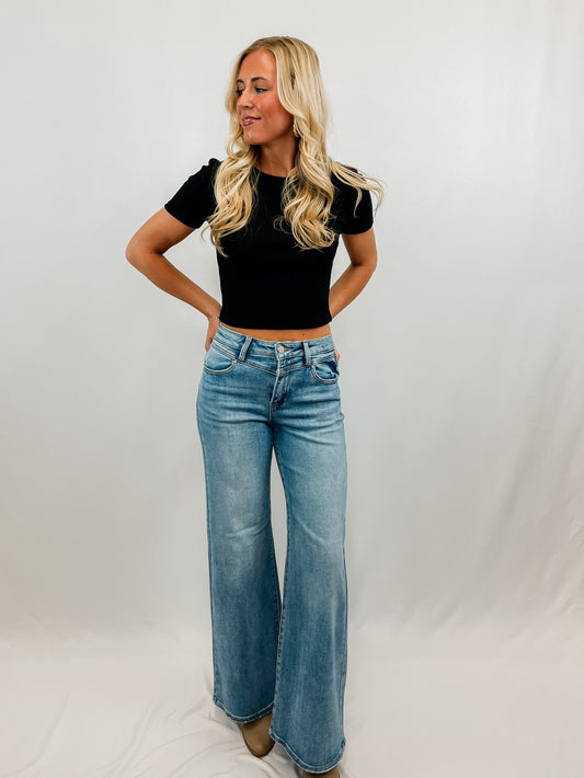 High Rise Wide Detailed Jeans