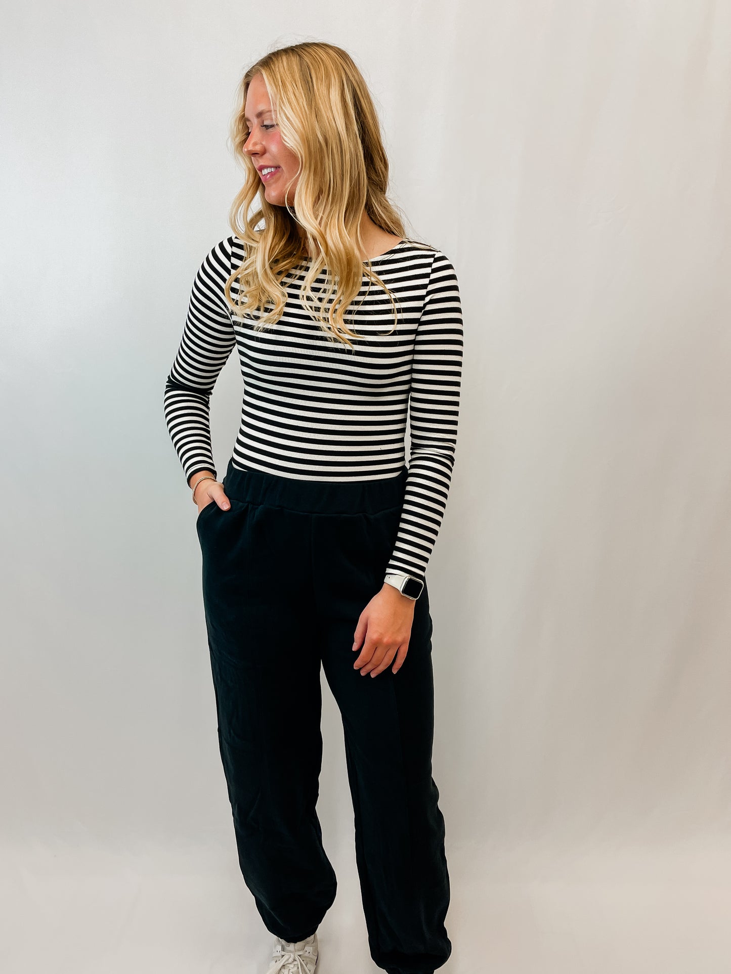 Boat Neck Stripe Rib Top