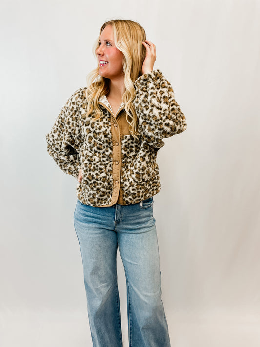 Leopard Print Sherpa Jacket