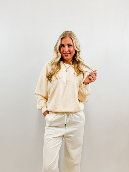 Cream Casual Sweatshirt