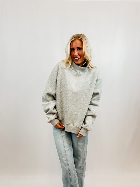 Heather Grey Mock Neck