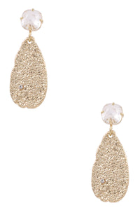 Metal Crumple Teardrop Dangle Earrings