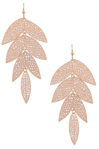 Metal Floral Leaf Drop Earrings