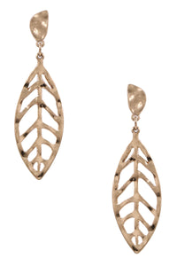 Metal leaf drop earrings