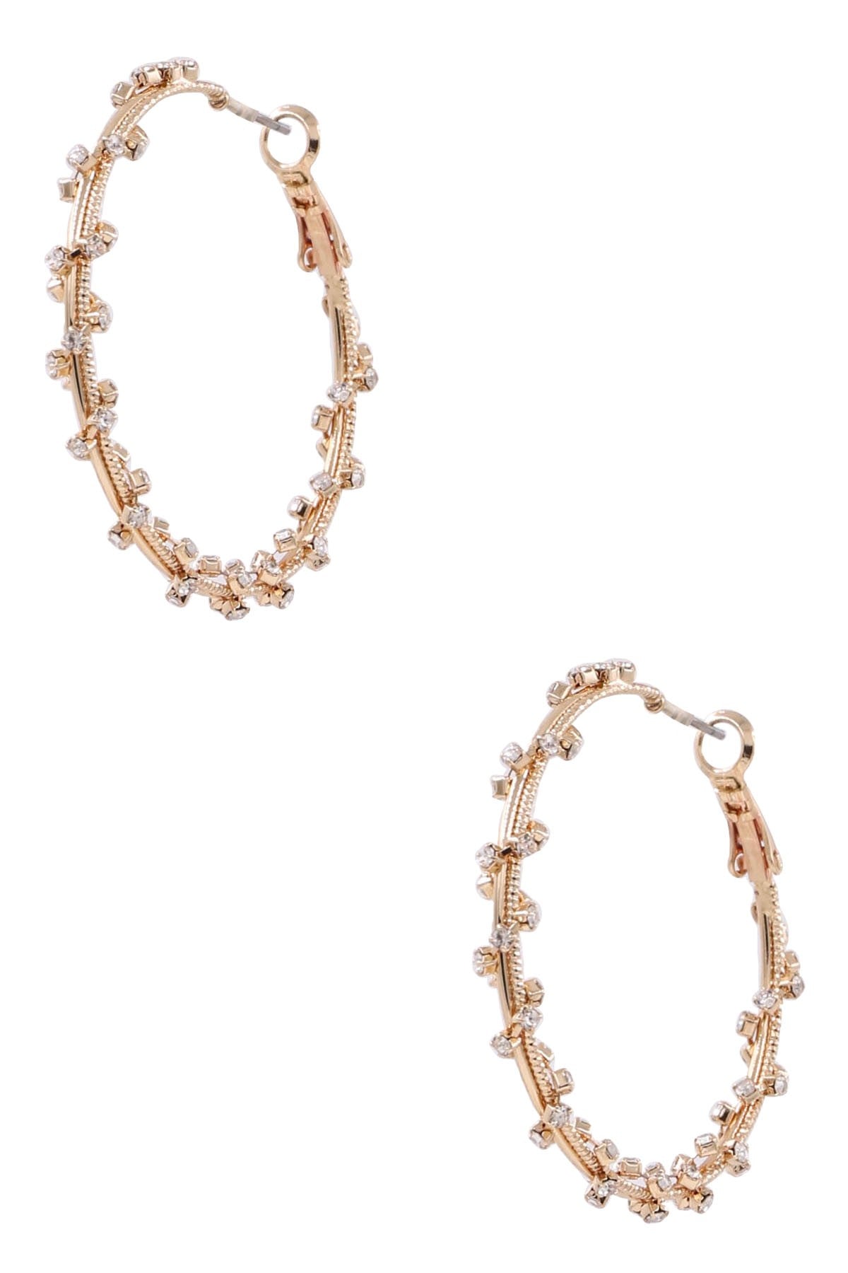 Rhinestone Wrapped Hoop Earrings