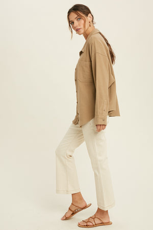 Mocha Pocket Button Up