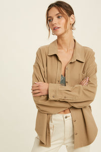 Mocha Pocket Button Up