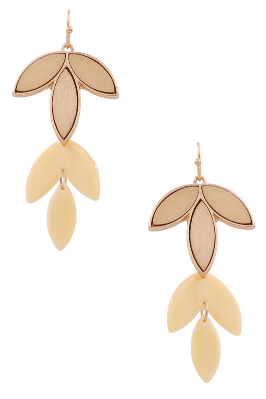 Wood/Acrylic Leaf Drop Earrings