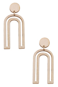 Wood U drop earrings