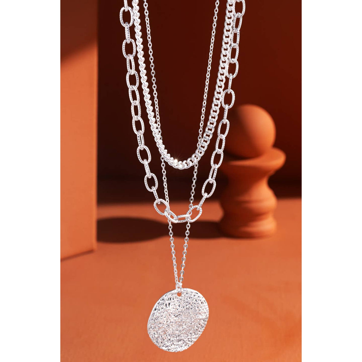 Pendant Layered Necklace (Sliver)