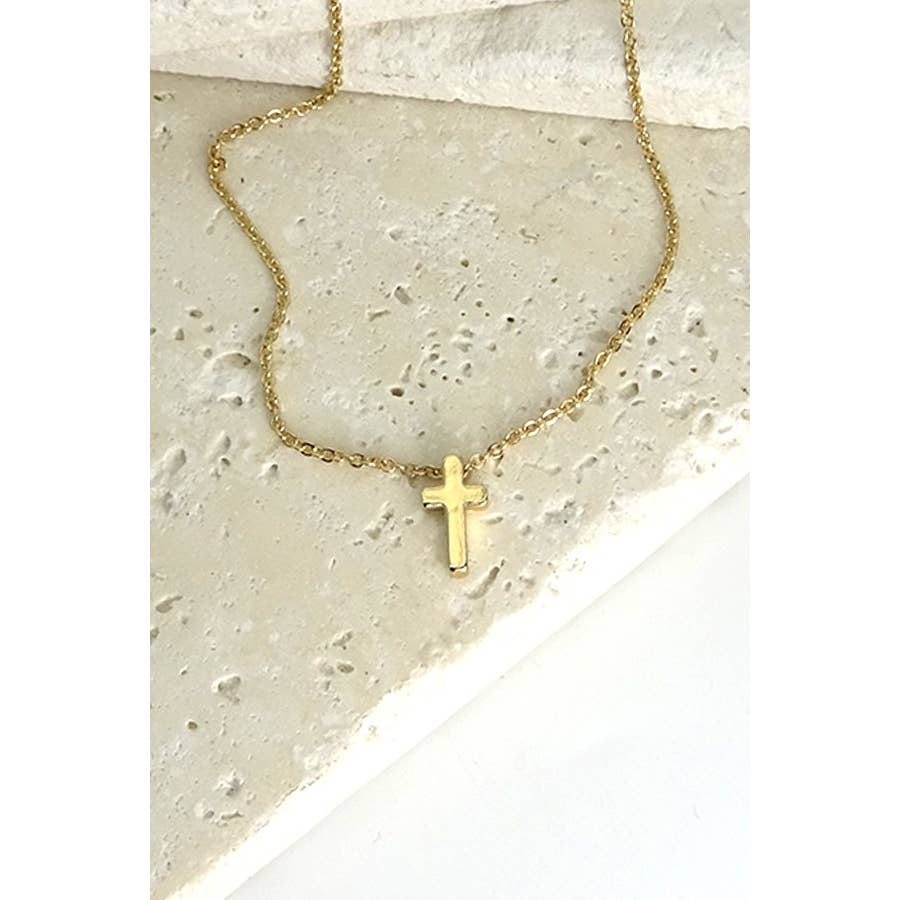 Gold Mini Cross Pendant Necklace