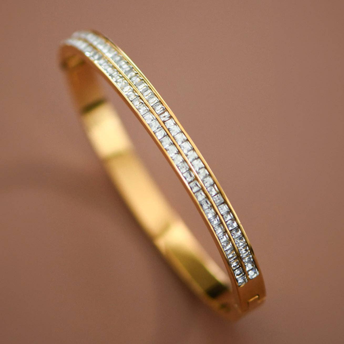 Rhinestone 18K Gold Waterproof Bangle