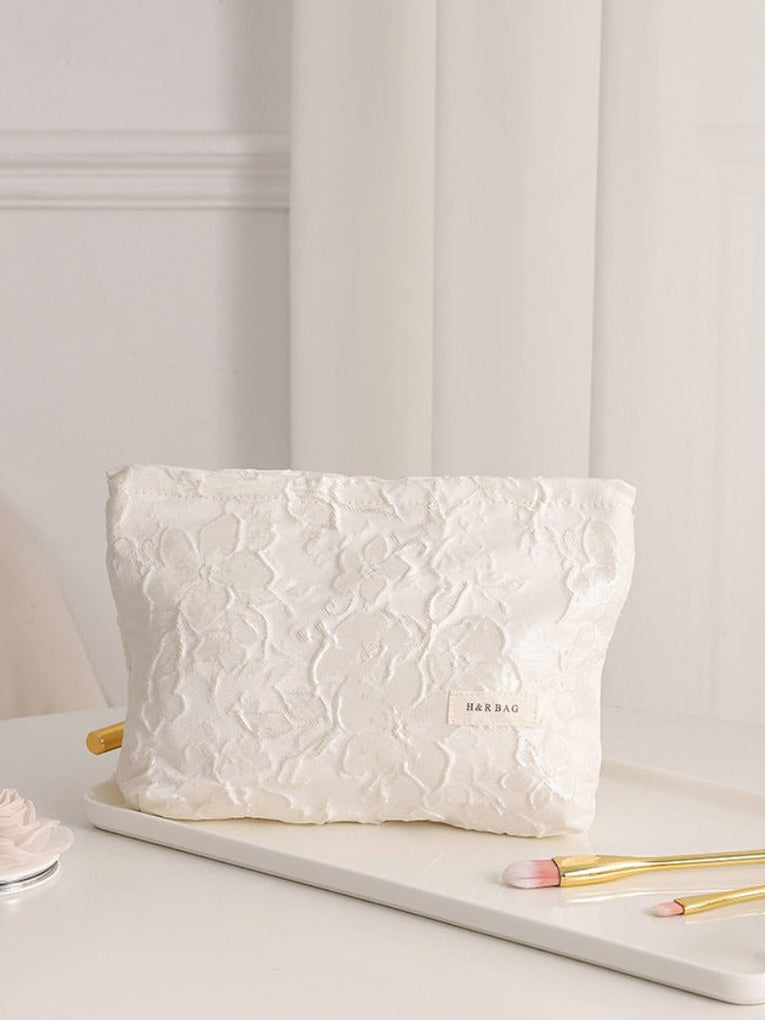 White Floral Pouch