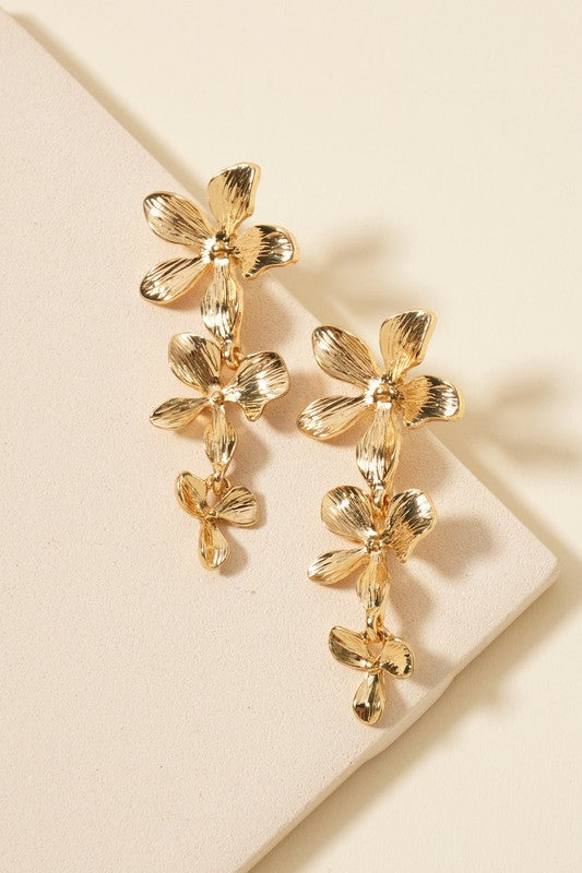 Floral Gold Dangle Earrings