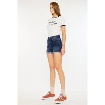 High Rise Dark Wash Jean Shorts