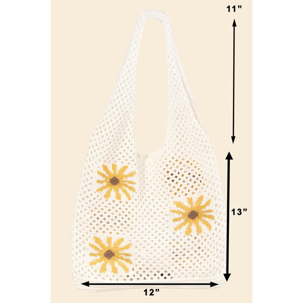 Floral Crochet Tote