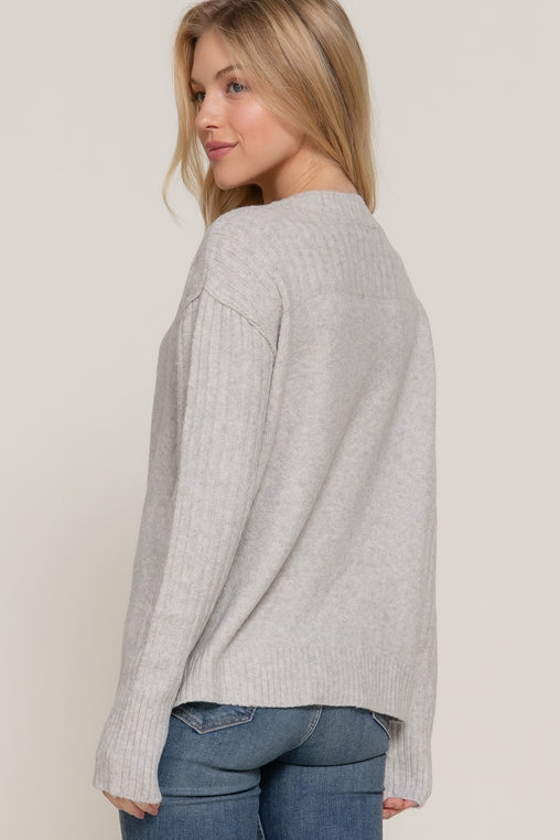 Heather Grey Mock Neck Sweater