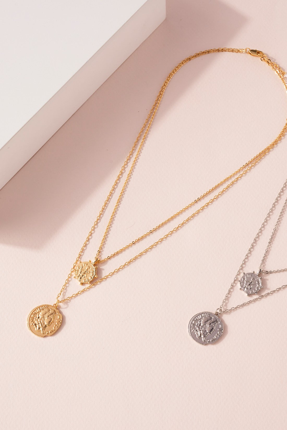 Double Coin Charm Necklace