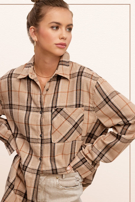 Encore Plaid Button Up (Tan)